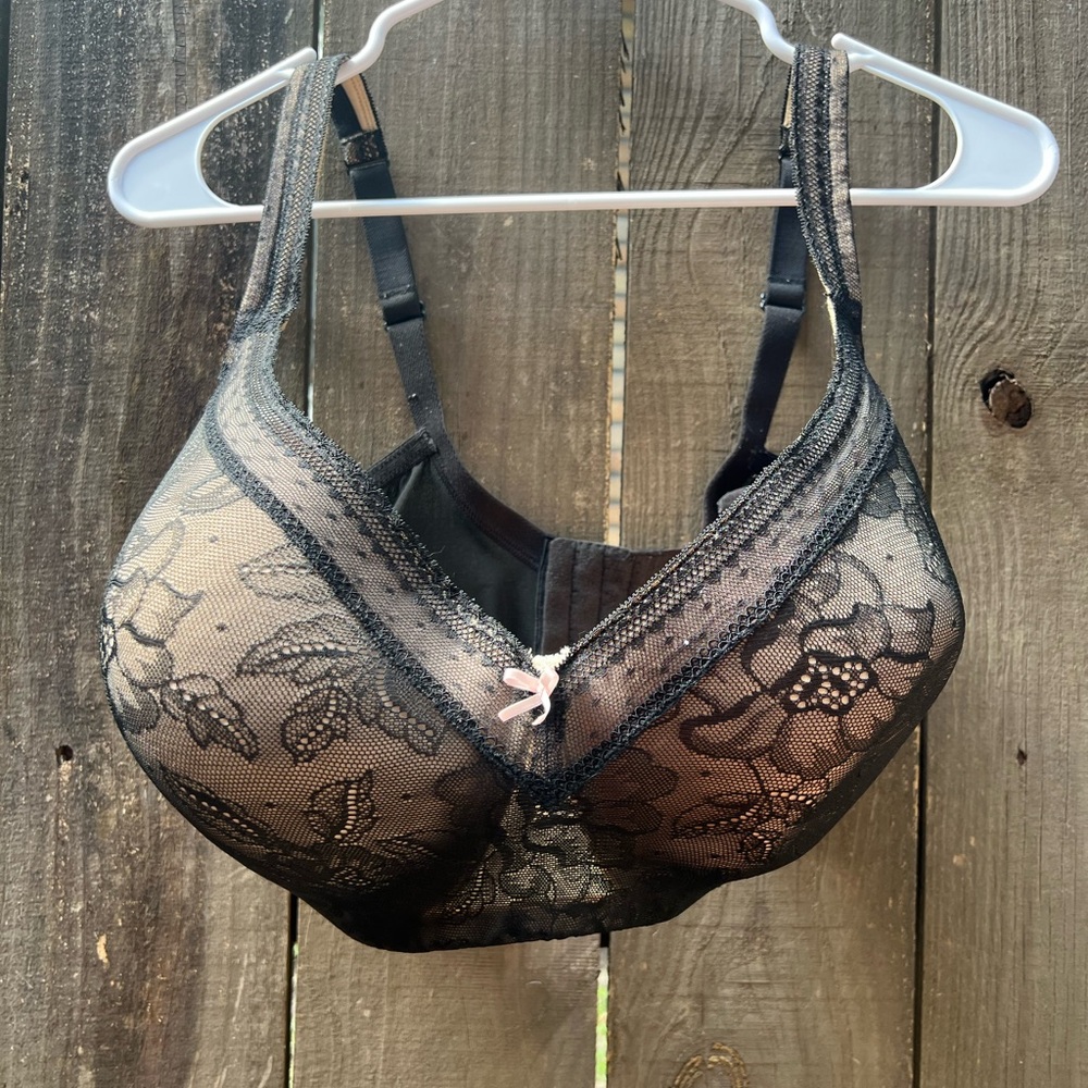 Cacique Black Floral Lace Bra